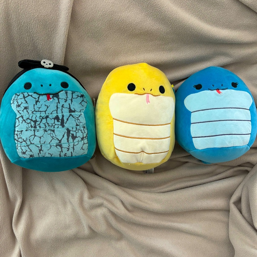 NEW Lot of 3 - 6”-8” Cobra Squishmallows, Amity, Pleyton & Vermicelli